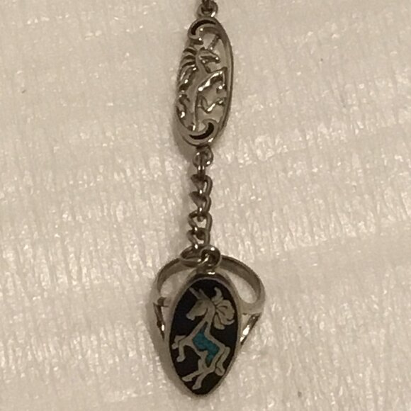 Vintage unicorn slave bracelet w/ ring and inlaid turquoise - Picture 9 of 14